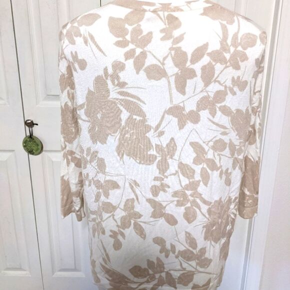 NWOT Roz & Ali Lightweight Cardigan 3/4 Sleeve Floral/Leaf Print - Picture 6 of 10